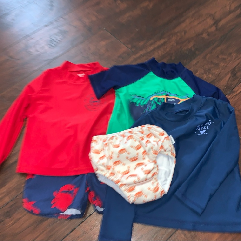 Cat & Jack Kids Swim Rashguards - Red, Green, Blue